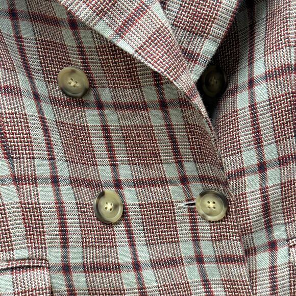 Isabel Marant Etoile Linen Laney Checked Plaid Double Breasted Blazer Size 38 - Picture 3 of 7